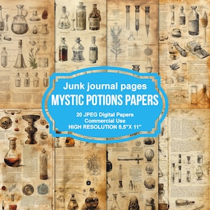 Mystic Potion Junk Journal Printable Pages, Junk Journal Kit, Scrapbook printable, Printable Paper, Digital Collage, Instant Download