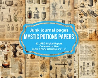 Mystic Potion Junk Journal Printable Pages, Junk Journal Kit, Scrapbook printable, Printable Paper, Digital Collage, Instant Download