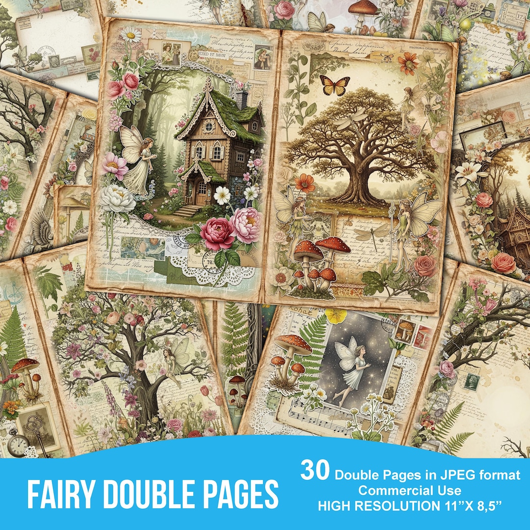 Vintage Fairy Junk Journal Kit | Whimsical Forest Digital Paper ...