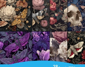 Gothic Ephemera Rococo Digital Paper, Digital Paper Floral Pack, Junk Journal Fussy Cuts, Ephemera Scrapbooking, Printable Gothic Aesthetic
