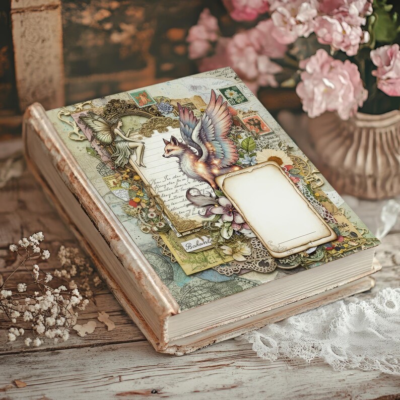 Vintage Fairy Digital Paper, Fantasy Junk Journal Pages, Whimsical ...