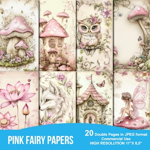 Pink Spring Fairy Junk Journal Printable Pages, Junk Journal Kit, Scrapbook Printable, Printable Paper, Digital Collage, Instant Download