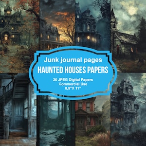 Haunted House Junk Journal Printable Pages, Junk Journal Kit, Scrapbook printable, Printable Paper, Digital Collage, Instant Download