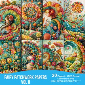 Patchwork Fairy Junk Journal Printable Pages, Junk Journal Kit, Scrapbook Printable, Printable Paper, Digital Collage, Instant Download