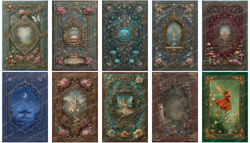 Fantasy Book Covers Junk Journal, Topper, Cover, Decorative, Neutral ...