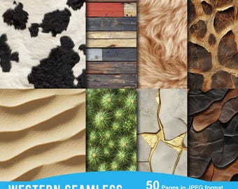Western Textures Digital Paper, seamless cowboy textures digital paper, wild west backgrounds, commercial use instant download