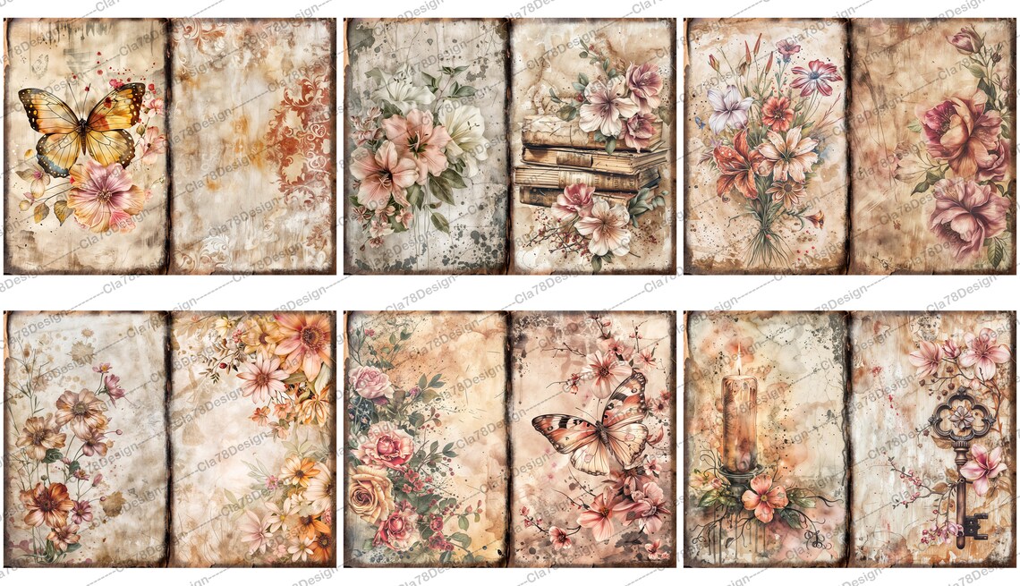 Vintage Floral Junk Journal Printable Pages, Junk Journal Kit ...