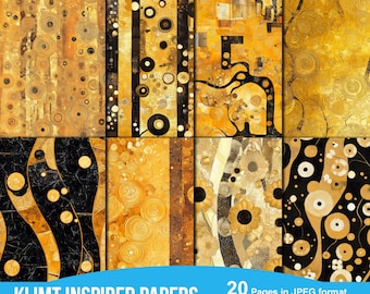 Gustav Klimt inspirierte Nahtlose Muster, Klimts digitales Papier, kommerzielle Nutzung, digitaler Download, Sublimationsdateien, Decoupage-Papiere