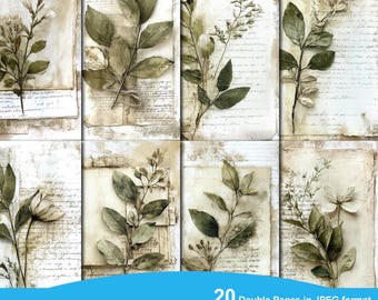 Botanical Herbal Junk Journal Printable Pages, Junk Journal Kit, Scrapbook printable, Printable Paper, Digital Collage, Instant Download