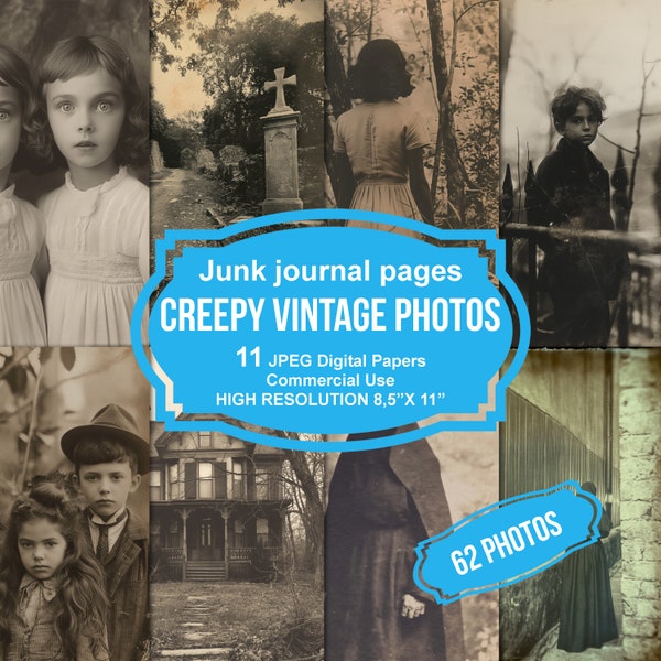 Creepy Vintage Photos | printable halloween photographs | victorian images | old pictures | digital ephemera | spooky antique photoset
