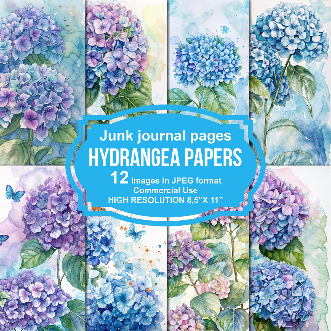 Colorful Hydrangea Junk Journal Printable Pages, Junk Journal Kit ...