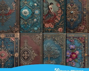 Fantasy boekomslagen Junk Journal, tijdschriftomslag, Junk Journal Kit, Dark Academia, ouderwets, grunge digitale papers, digitale download