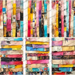 Rustic Rainbow Colored Torn Ripped Half Paper Collage Printable Junk ...