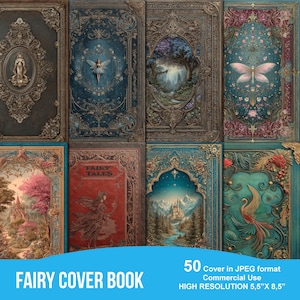 Fantasy Book Covers Junk Journal, Topper, Cover, Decorative, Neutral, Fantasy, Fairy, Victorian, Old Fashioned, Printable, Digital Download