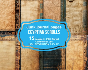 Egyptian Scrolls Junk Journal Printable Pages, Junk Journal Kit, Scrapbook Printable, Printable Paper, Digital Collage, Instant Download