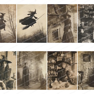 Fotos de bruxas assustadoras, fotografias de bruxas para imprimir, itens vintage para diário de sucata, kit de scrapbook digital, folha de colagem Wicca, grimório BOS imagem 9