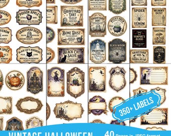 Vintage Halloween Apothecary Labels, Blank Potion Bottle Stickers, Spooky Junk Journal Tags, Gothic Ephemera Frames, Printable Craft Kit