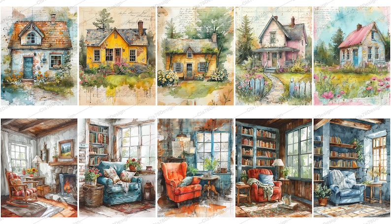 20 Cozy Cottage Junk Journal Printable Pages, Junk Journal Kit ...
