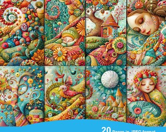 Patchwork Fairy Junk Journal Printable Pages, Junk Journal Kit, Scrapbook Printable, Printable Paper, Digital Collage, Instant Download