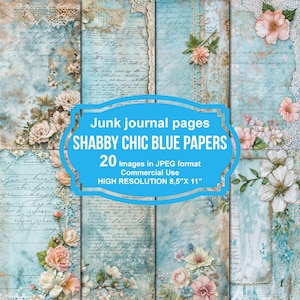 Shabby Chic Junk Journal druckbare Seiten, Junk Journal Kit, Scrapbook Printable, bedruckbares Papier, digitale Collage, sofort Download