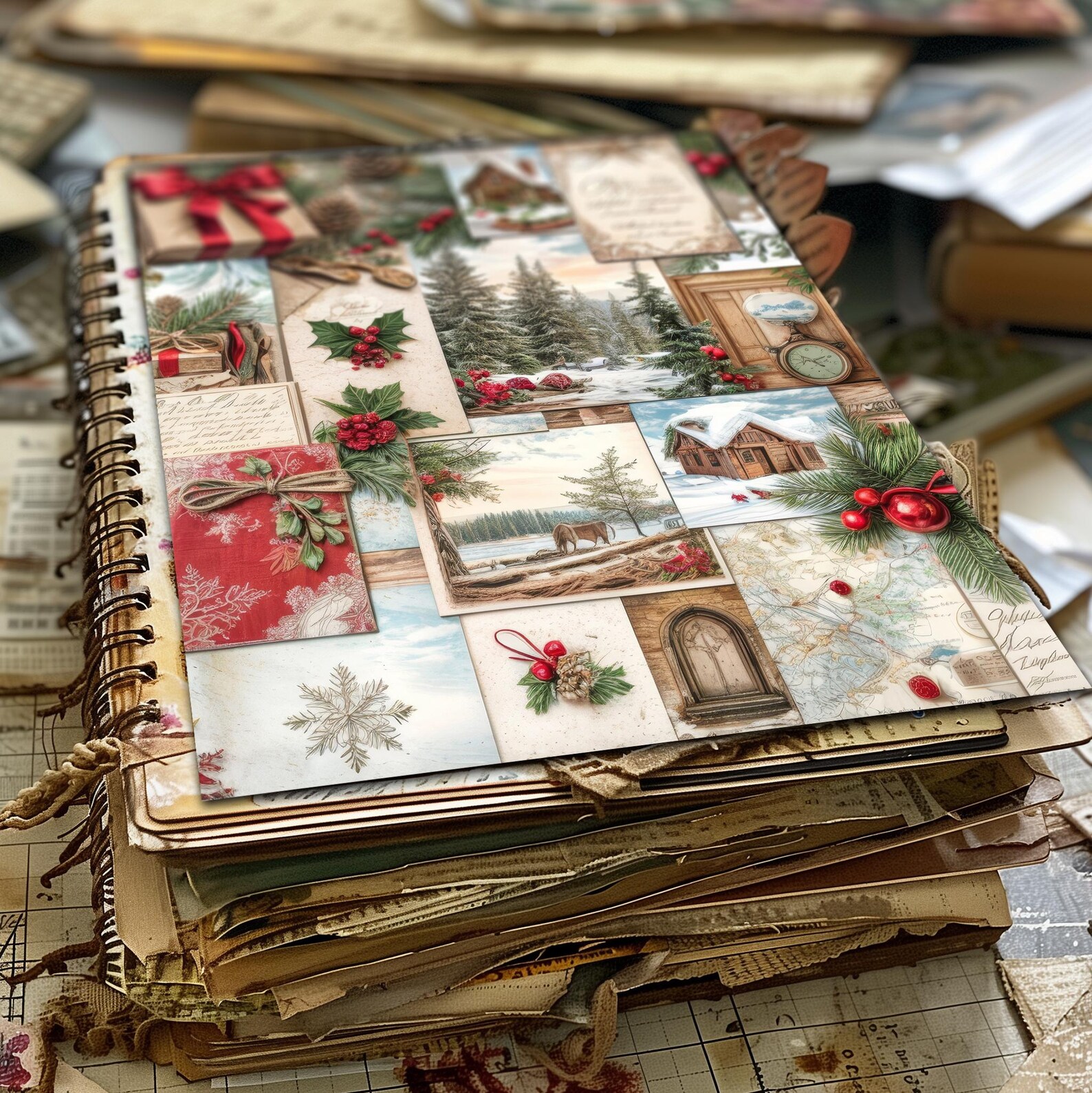 Vintage Christmas Junk Journal Kit, Printable Ephemera, Digital ...