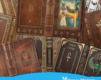 Couvertures et dos de livres égyptiens, couverture et dos de journal, kit de journal indésirable, Dark Academia, démodé, papiers numériques, téléchargement numérique