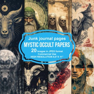 Vintage Mystic Occult Junk Journal Printable Pages, Scrapbook Printable Kit, Printable Paper, Digital Collage, Instant Download