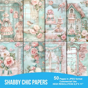 Pagine stampabili Shabby Chic Junk Journal, Kit Junk Journal, Album di ritagli stampabile, Carta stampabile, Collage digitale, Download immediato