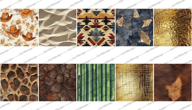 Western Textures Digital Paper, Seamless Cowboy Textures Digital Paper ...