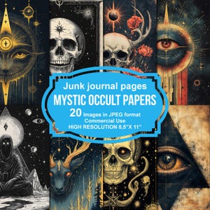 Vintage Mystic Occult Junk Journal Printable Pages, Scrapbook Printable Kit, Printable Paper, Digital Collage, Instant Download