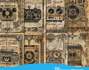 Vintage Radio Catalogue Pages, Printable Antique Junk Journal Paper, Digital Collage Sheet, Old Journaling Ephemera, 1900's Scrapbook Kit