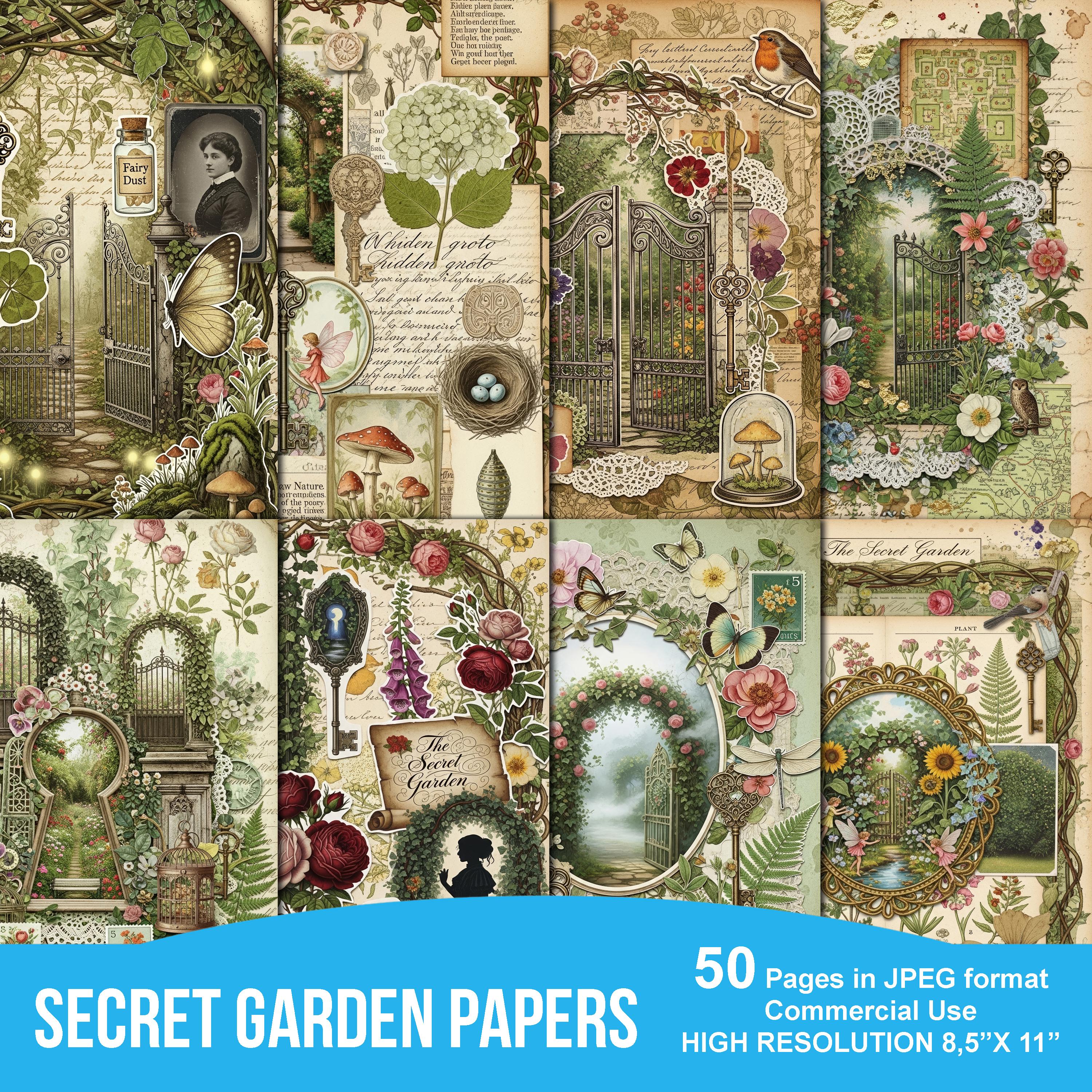 Secret Garden Junk Journal Pages | Botanical Floral Digital Paper ...