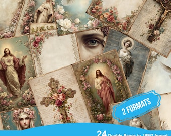 Prayer Junk Journal Paper, Christian Floral Printable Ephemera, Jesus Faith Scripture Scrapbook Collage Sheet, Bible Mixed Pages, Mini Books