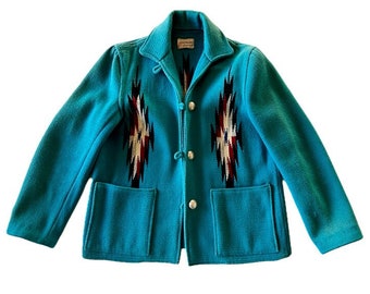 Beautiful Vintage 40s-50s Turquoise Ganscraft Chimayo Jacket, Size M