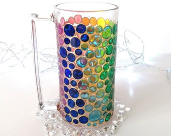 Rainbow Mug Handmade Glass Rainbow Mug Rainbow Colours Rainbow Gift Pride Gift