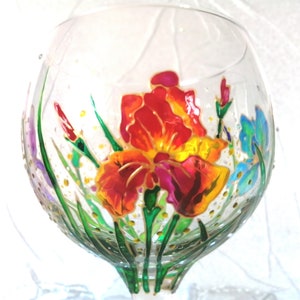 Hand Painted Iris Gin Glass Birthday Gift Bridesmaid Present Gift for Gin Lovers Wedding Gift Unique Gift