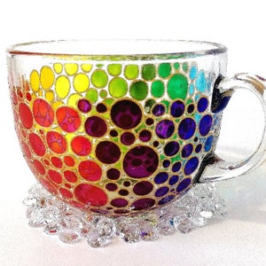 Rainbow Coffee Mug, Stripes Coffee Cup, Sun Catcher Mug, Hand