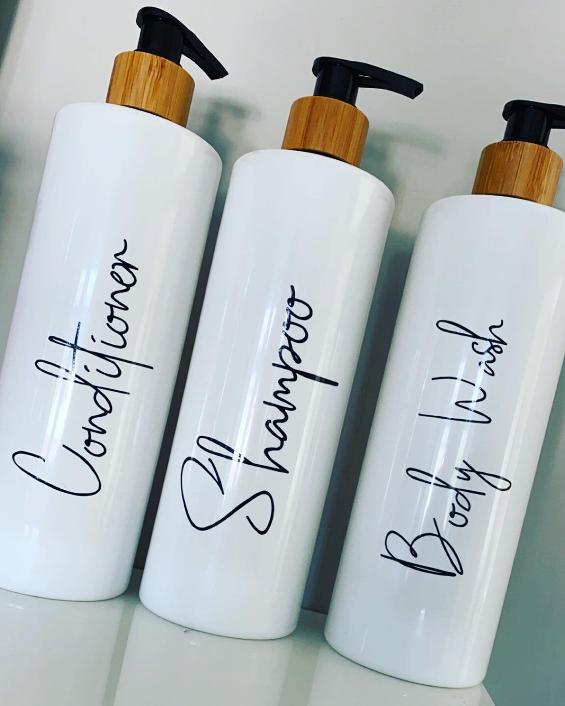 Hinch Inspired White Bamboo Bathroom Bottle Mrs Reusable Etsy