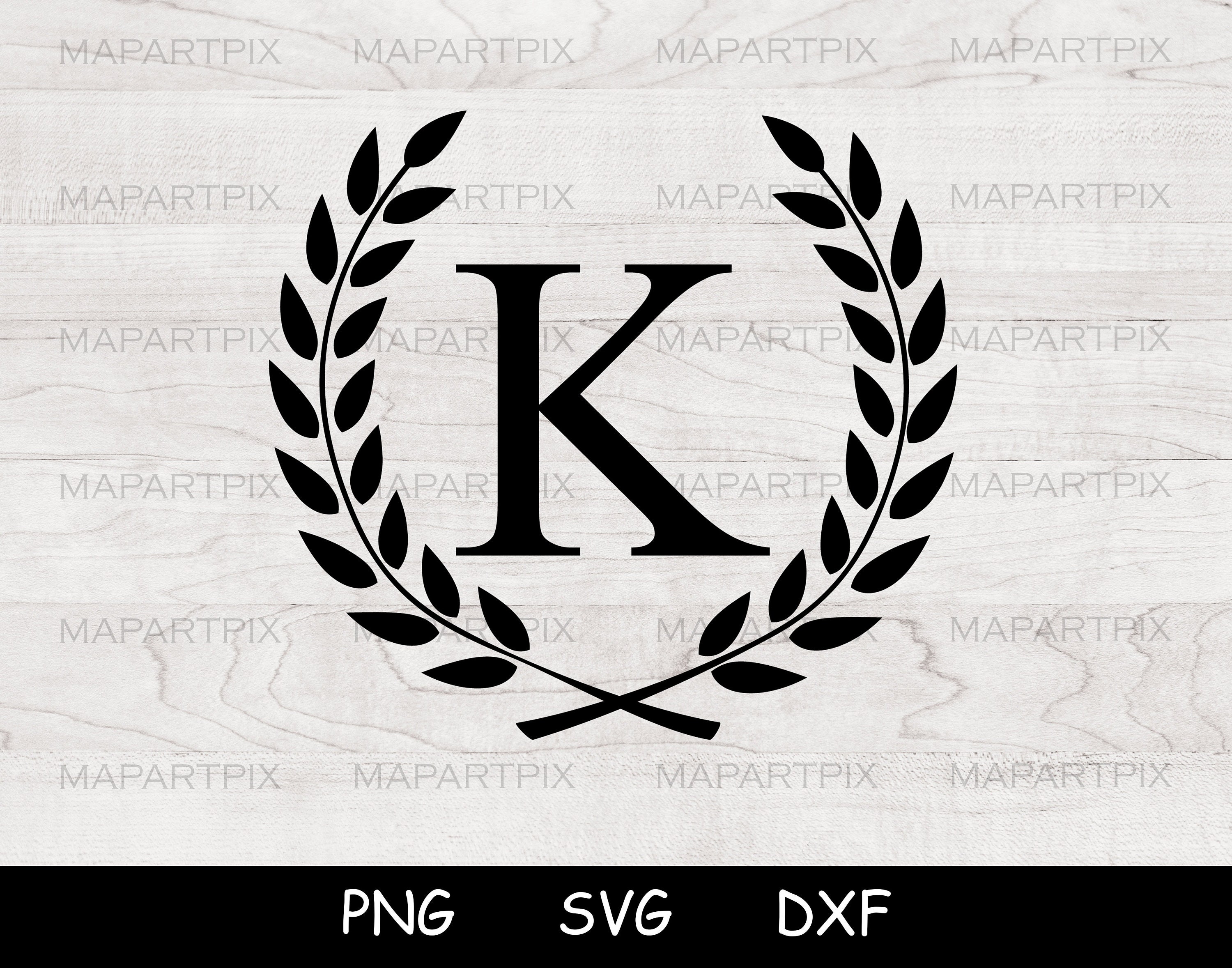 Wreath Svg, Wreath Alphabet Svg, Initial Monogram Svg , Cricut Wreath ...