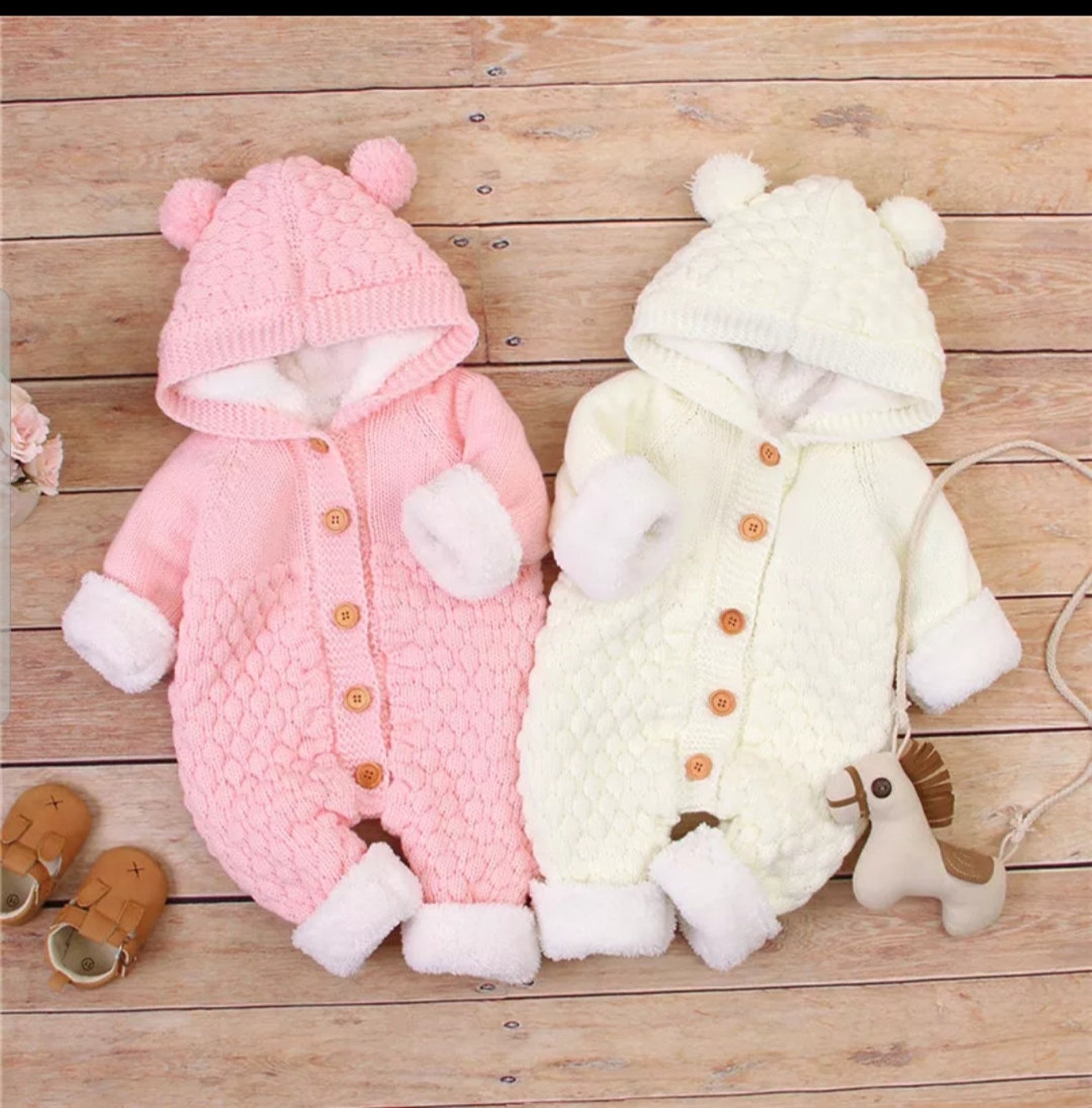 Baby Winter Knitted All in One Lined Pram Suit Knitted Etsy