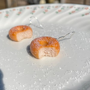 Sugar Donut Earrings, Unique Earrings, Cute gift, Unusual gifts, Handmade jewellery for women, Miniature food, unique birthday gifts