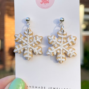 Snowflake Cookie Earrings: Shimmering Christmas Jewelry