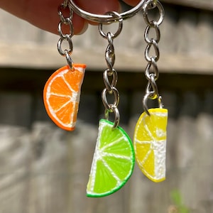 Polymer Clay Fruit Slice Keyring: Lemon, Lime & Orange