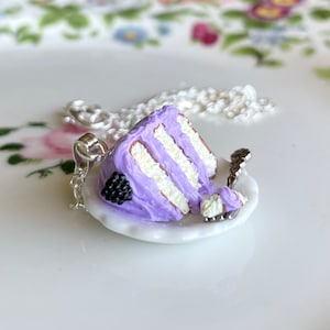 Blackberry Cake Necklace: Handmade Polymer Clay Food Jewelry