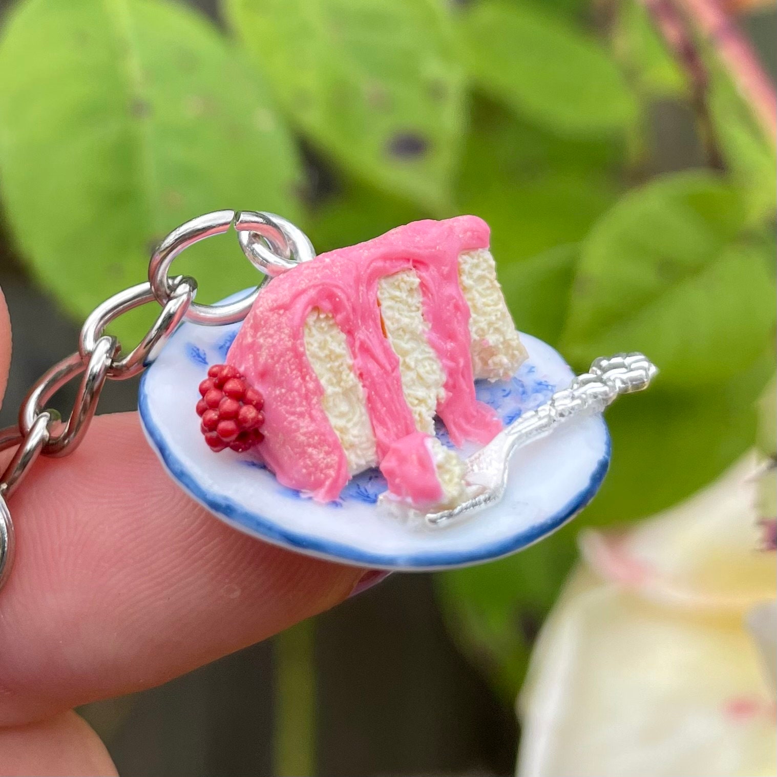 Raspberry Cake Keychain Etsy