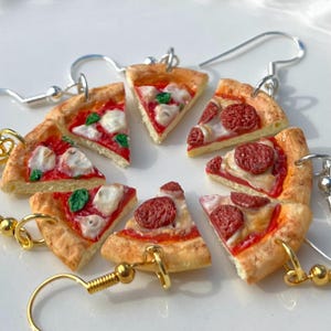 Handmade Pizza Earrings: Polymer Clay Miniature Food Jewelry