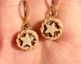 Mince Pie Christmas Earrings: Handmade Polymer Clay Miniature Food Jewelry