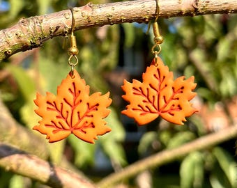 Polymer Clay Maple Leaf Earrings: Autumnal Jewelry