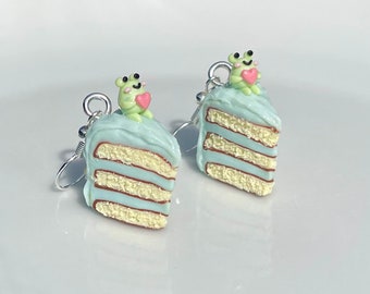 Boucles D'oreilles Gâteau à La Myrtille En Fimo - Neuves, Dormeuses, Acier Inoxydable