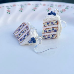 Blueberry Cake Earrings, Unique Earrings, Cute gift, Unusual gifts, Handmade jewellery for women, Miniature food, unique birthday gifts